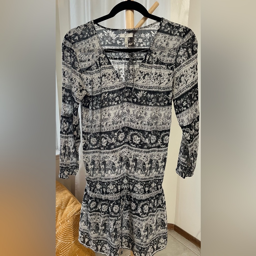 Joie Black and White Elephant Print Tunic